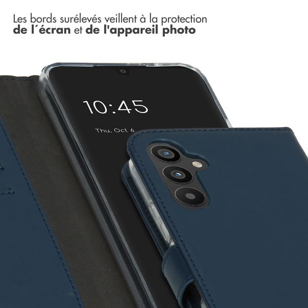 Selencia Étui de téléphone portefeuille en cuir véritable Samsung Galaxy A34 (5G) - Bleu