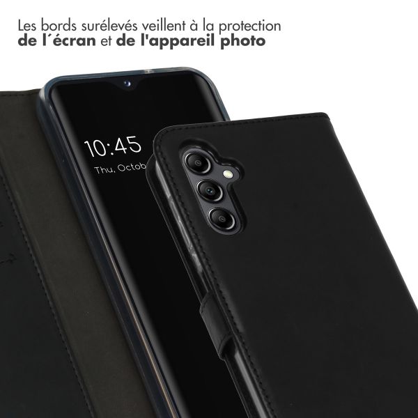 Selencia Étui de téléphone portefeuille en cuir véritable Samsung Galaxy A14 (5G) - Noir