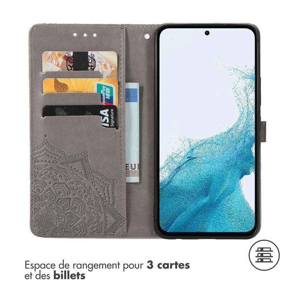 imoshion Etui de téléphone portefeuille Mandala Samsung Galaxy A54 (5G) - Gris