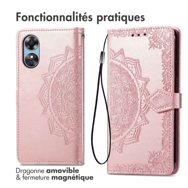 imoshion Etui de téléphone portefeuille Mandala Oppo A17 - Rose Dorée