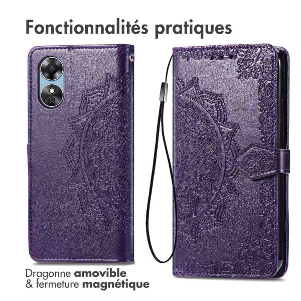 imoshion Etui de téléphone portefeuille Mandala Oppo A17 - Violet