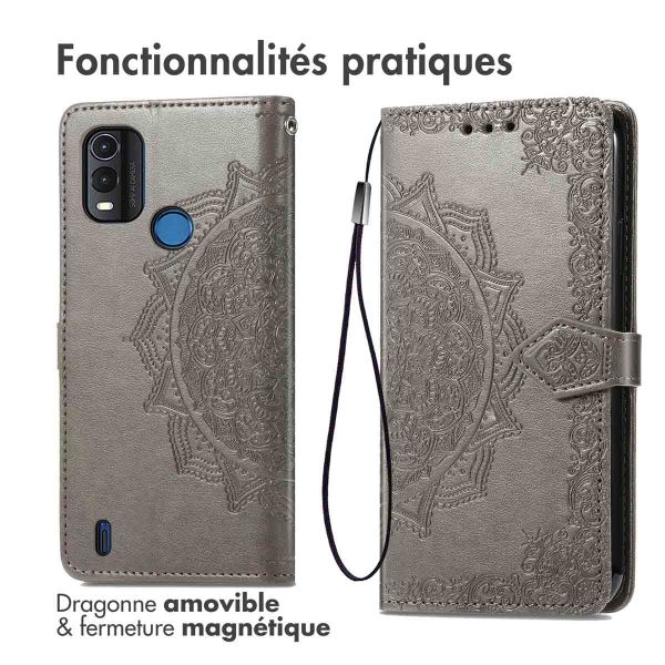 imoshion Etui de téléphone portefeuille Mandala Nokia G11 Plus - Gris