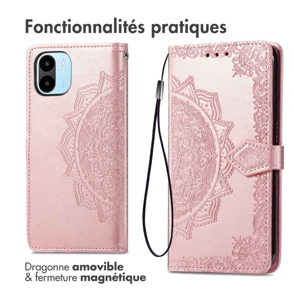 iMoshion Etui de téléphone portefeuille Mandala Xiaomi Redmi A1 / A2 - Rose Dorée