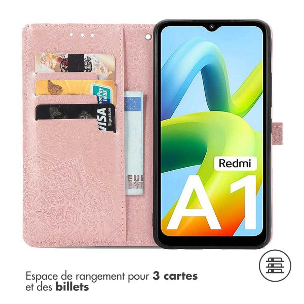 iMoshion Etui de téléphone portefeuille Mandala Xiaomi Redmi A1 / A2 - Rose Dorée