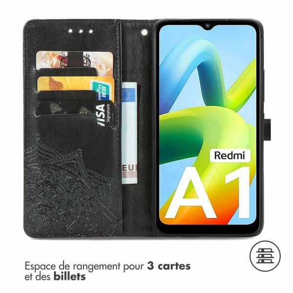 imoshion Etui de téléphone portefeuille Mandala Xiaomi Redmi A1 / A2 - Noir