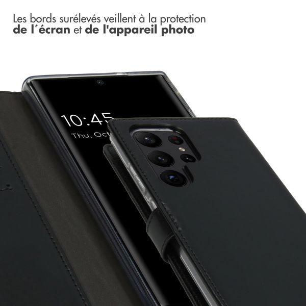 Selencia Étui de téléphone portefeuille en cuir véritable Samsung Galaxy S23 Ultra - Noir