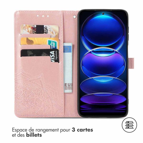 iMoshion Etui de téléphone portefeuille Mandala Xiaomi Redmi Note 12 Pro Plus - Rose Dorée