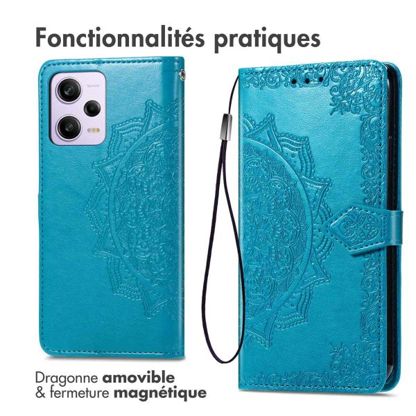 imoshion Etui de téléphone portefeuille Mandala Xiaomi Redmi Note 12 Pro Plus - Turquoise