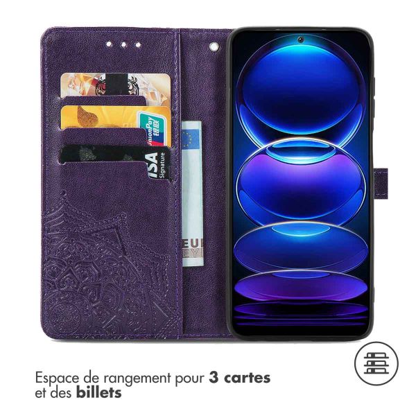 iMoshion Etui de téléphone portefeuille Mandala Xiaomi Redmi Note 12 Pro Plus - Violet