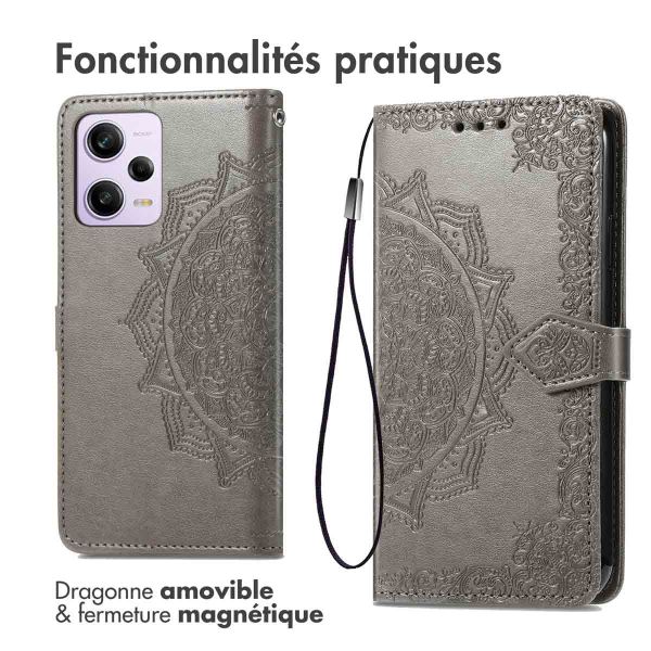 iMoshion Etui de téléphone portefeuille Mandala Xiaomi Redmi Note 12 Pro Plus - Gris