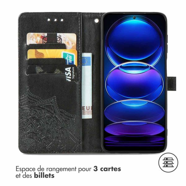 imoshion Etui de téléphone portefeuille Mandala Xiaomi Redmi Note 12 Pro Plus - Noir