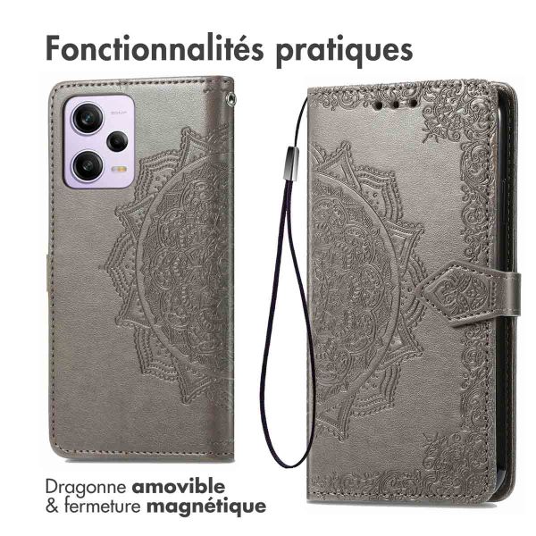 iMoshion Etui de téléphone portefeuille Mandala Xiaomi Redmi Note 12 Pro - Gris