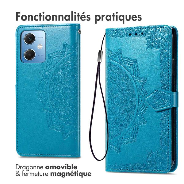 imoshion Etui de téléphone portefeuille Mandala Xiaomi Redmi Note 12 - Turquoise