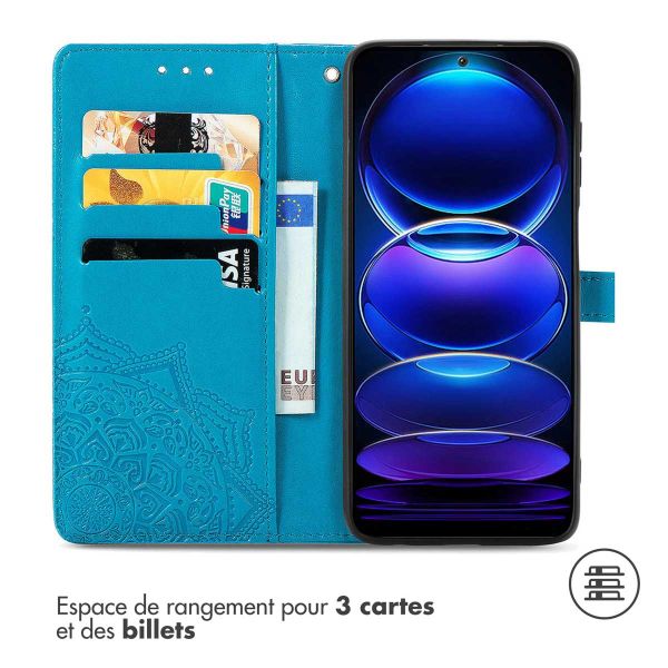 imoshion Etui de téléphone portefeuille Mandala Xiaomi Redmi Note 12 - Turquoise