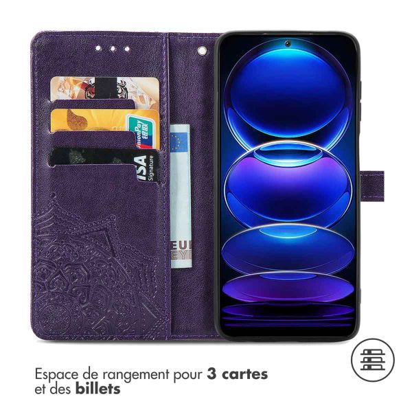 iMoshion Etui de téléphone portefeuille Mandala Xiaomi Redmi Note 12 - Violet