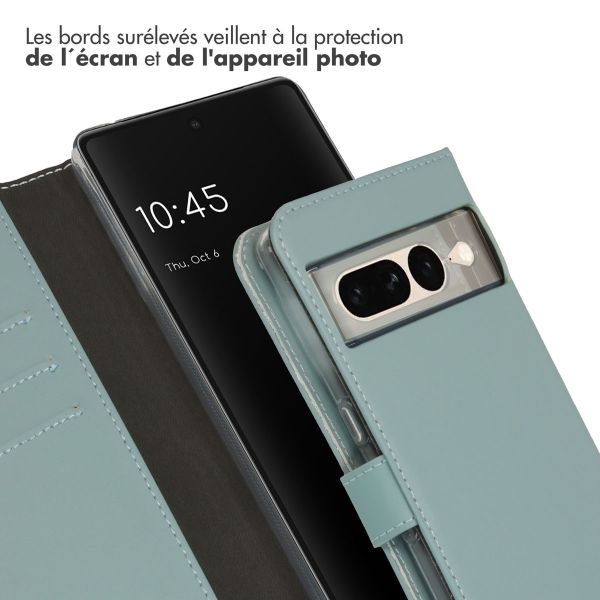Selencia Étui de téléphone portefeuille en cuir véritable Google Pixel 7 Pro - Air Blue