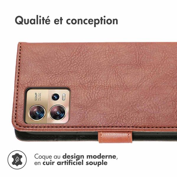 imoshion Étui de téléphone portefeuille Luxe Motorola Edge 30 Fusion - Brun