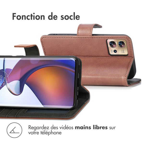 iMoshion Étui de téléphone portefeuille Luxe Motorola Edge 30 Fusion - Brun