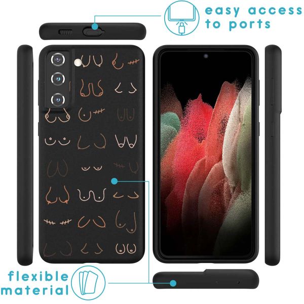 iMoshion Coque Design Samsung Galaxy S21 FE - Boobs all over - Noir