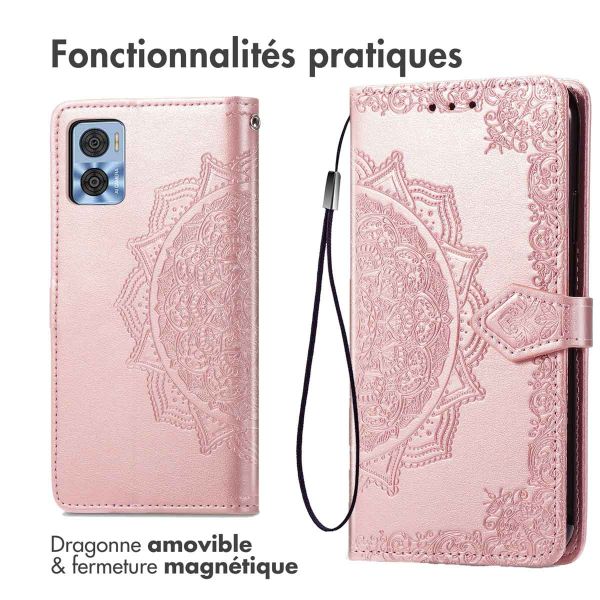 iMoshion Etui de téléphone portefeuille Mandala Motorola Moto E22 - Rose Dorée