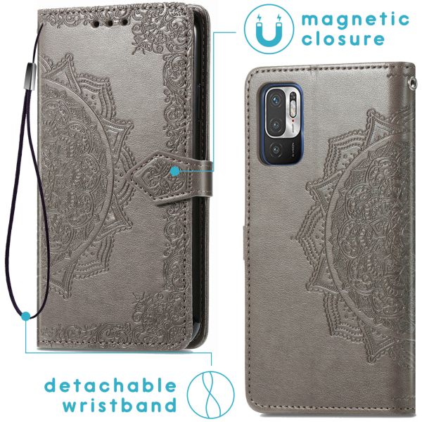 imoshion Etui de téléphone Mandala Xiaomi Redmi Note 10 (5G) - Gris