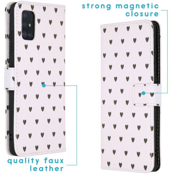 iMoshion Coque silicone design Galaxy A51 - Hearts Allover White