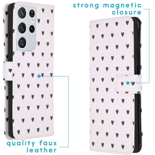 imoshion Coque silicone design Galaxy S21 Ultra -Hearts Allover White