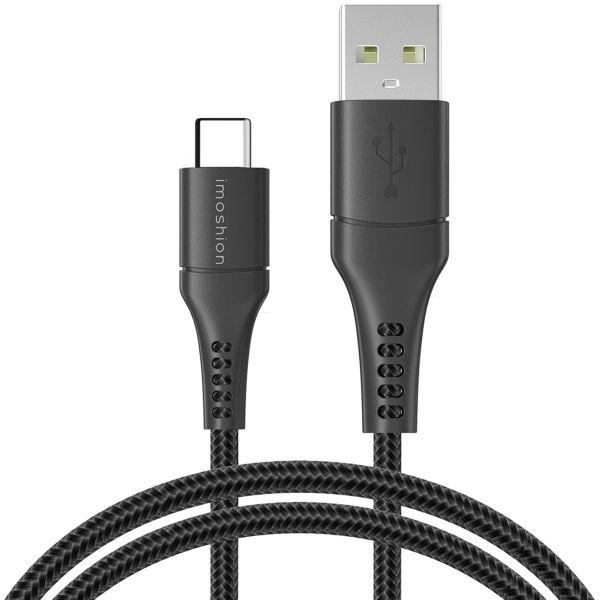 imoshion Chargeur de voiture avec câble USB-C vers USB - Chargeur voiture - Textile tissé - 20 Watt - 1,5 mètres - Noir