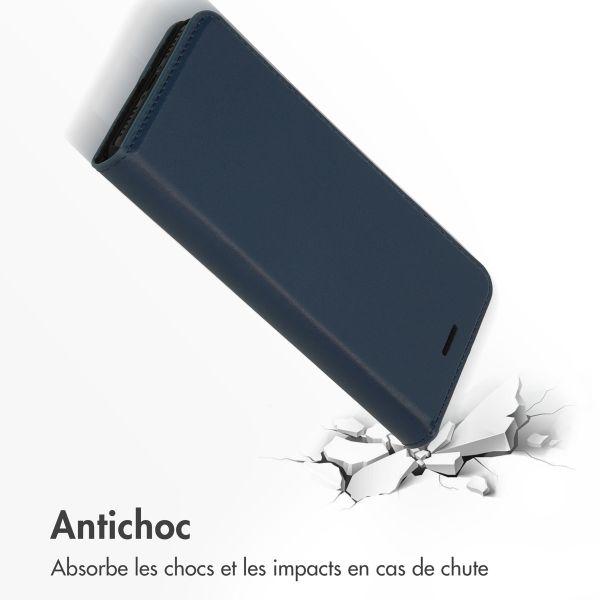 Accezz Étui de téléphone Slim Folio en cuir de qualité supérieure iPhone SE (2022 / 2020) / 8 / 7 / 6(s) - Bleu foncé