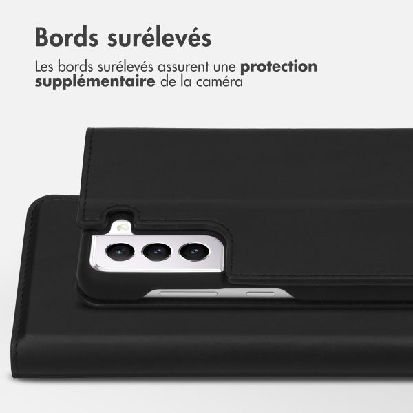 Accezz Étui de téléphone Slim Folio en cuir de qualité supérieure Samsung Galaxy S21 FE - Noir