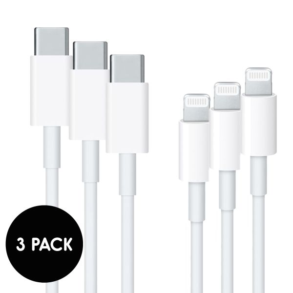 Apple 3 x Câble Lightning Original vers câble USB-C - 1 mètre - Blanc