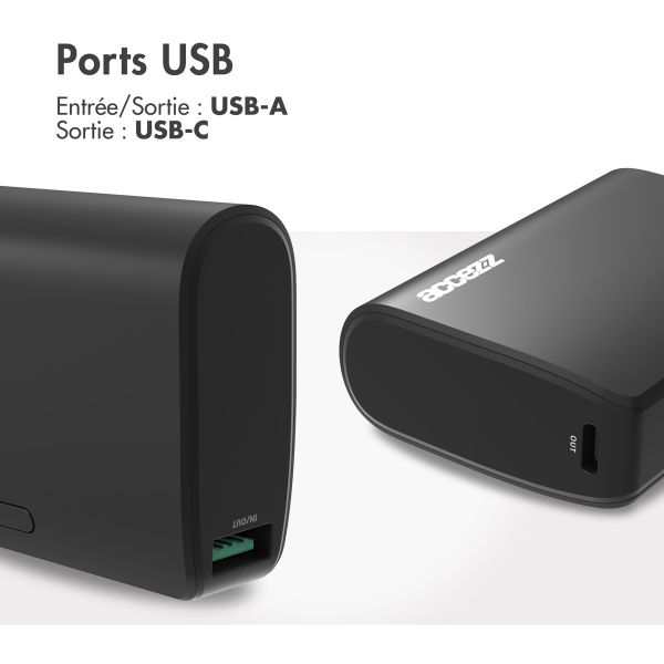 Accezz Omega Series - Powerbank - 10.000 mAh - USB-A & USB-C - Power Delivery - 35 Watt - Noir