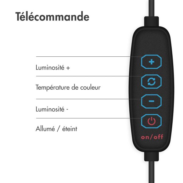 imoshion Lumière LED RVB - Version RVB - Téléphone à lampe annulaire - Anneau lumineux avec trépied - Réglable - Noir