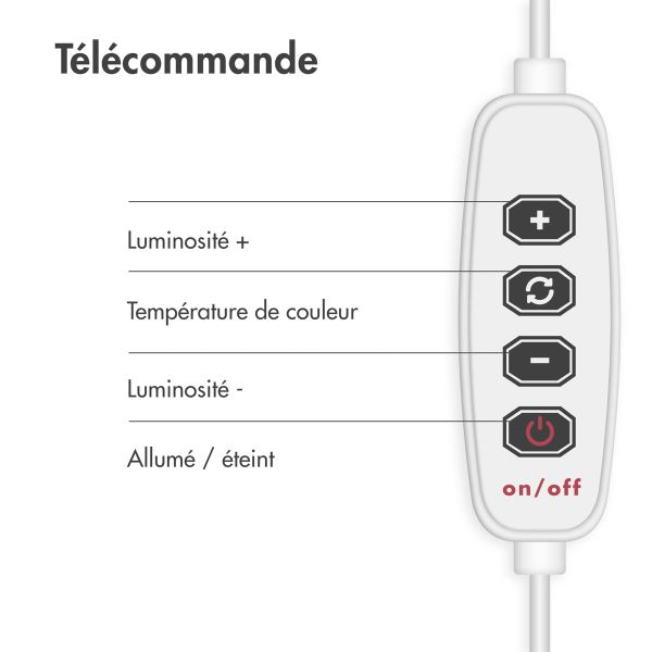 imoshion Lumière LED RVB - Version RVB - Téléphone à lampe annulaire - Anneau lumineux avec trépied - Réglable - Blanc