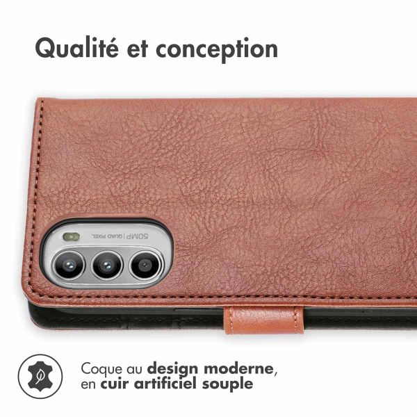 imoshion Étui de téléphone portefeuille Luxe Motorola Moto G52 / G82 - Brun