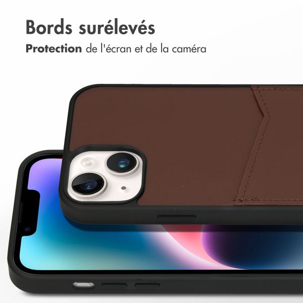 Accezz ﻿Coque en cuir de qualité supérieure avec fentes pour cartes iPhone 14 Plus - Brun