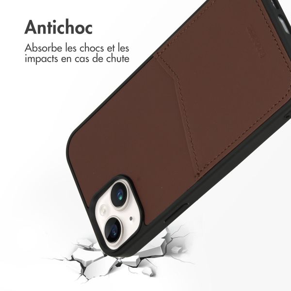 Accezz ﻿Coque en cuir de qualité supérieure avec fentes pour cartes iPhone 14 Plus - Brun