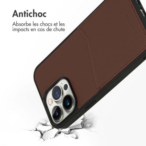 Accezz ﻿Coque en cuir de qualité supérieure avec fentes pour cartes iPhone 14 Pro Max - Brun