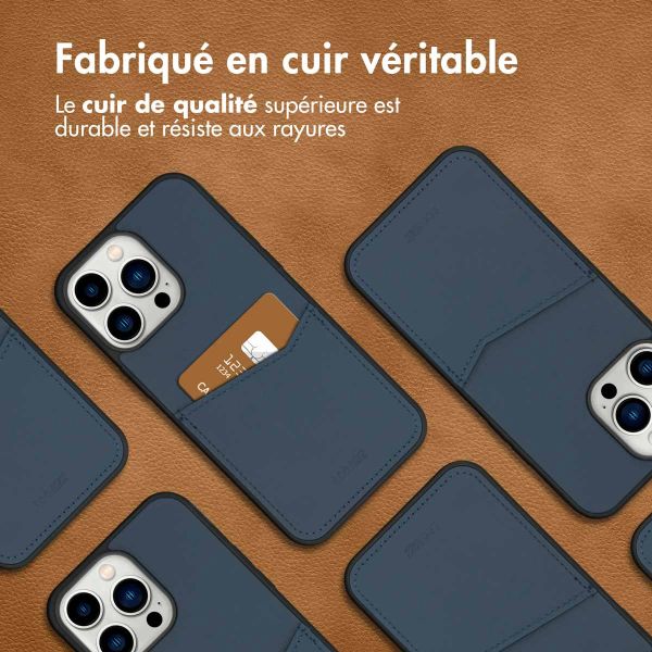 Accezz ﻿Coque en cuir de qualité supérieure avec fentes pour cartes iPhone 14 Pro Max - Bleu foncé