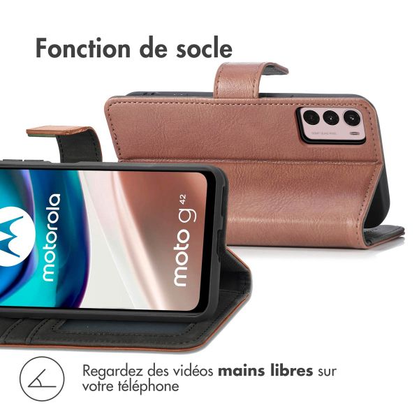iMoshion Étui de téléphone portefeuille Luxe Motorola Moto G42 - Brun