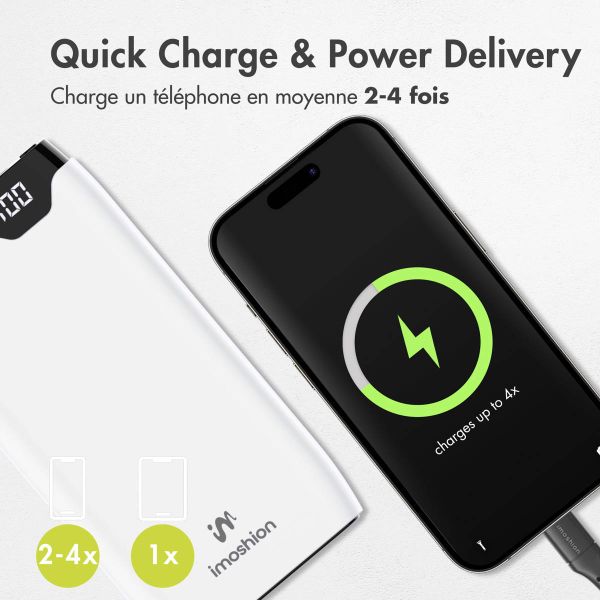 imoshion Batterie externe - 20.000 mAh - Quick Charge et Power Delivery - Blanc