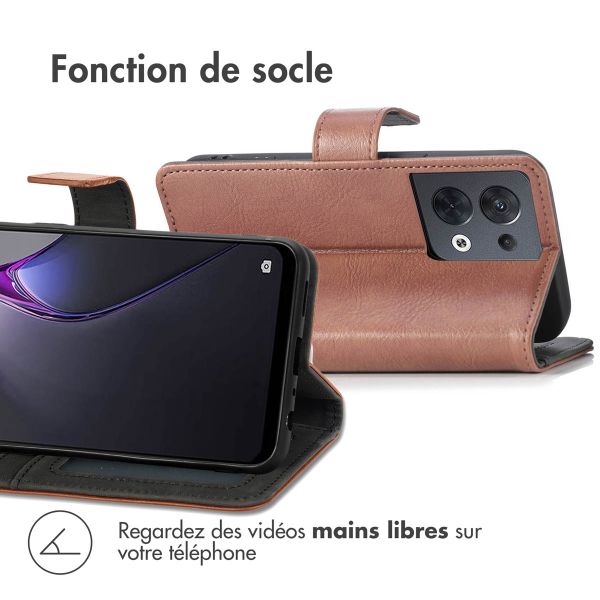 imoshion Étui de téléphone portefeuille Luxe Oppo Reno 8 5G - Brun