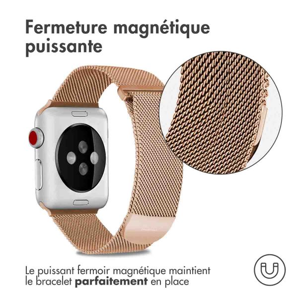 imoshion Bracelet magnétique milanais Apple Watch Series 1-9 / SE - 38/40/41 mm / Series 10 - 42 mm - Taille S - Rose Dorée