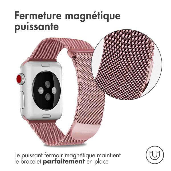 imoshion Bracelet magnétique milanais Apple Watch Series 1-9 / SE - 38/40/41 mm / Series 10 - 42 mm - Taille S - Rose