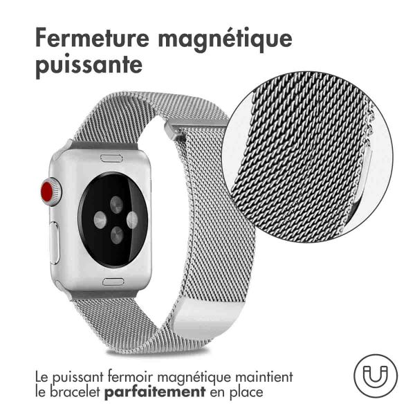 imoshion Bracelet magnétique milanais Apple Watch Series 1-9 / SE - 38/40/41 mm / Series 10 - 42 mm - Taille S - Argent