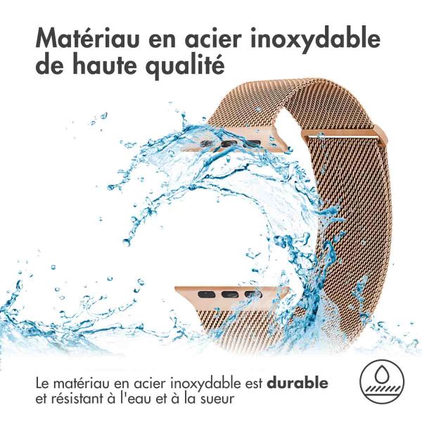 imoshion Bracelet magnétique milanais Apple Watch Series 1-9 / SE - 38/40/41 mm / Series 10 - 42 mm - Taille M - Rose Dorée