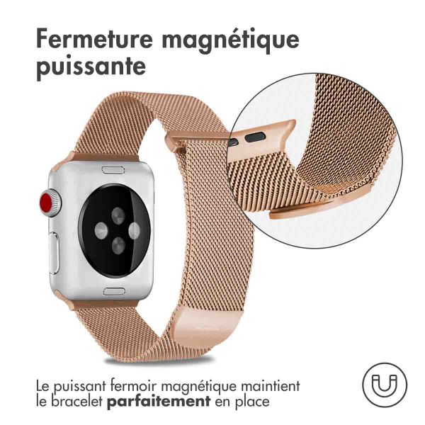 imoshion Bracelet magnétique milanais Apple Watch Series 1-9 / SE - 38/40/41 mm / Series 10 - 42 mm - Taille M - Rose Dorée