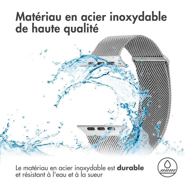 imoshion Bracelet magnétique milanais Apple Watch Series 1-9 / SE - 38/40/41 mm / Series 10 - 42 mm - Taille M - Argent