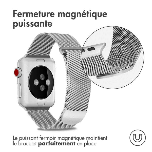 imoshion Bracelet magnétique milanais Apple Watch Series 1-9 / SE - 38/40/41 mm / Series 10 - 42 mm - Taille M - Argent