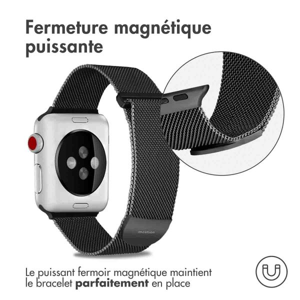 imoshion Bracelet magnétique milanais Apple Watch Series 1-9 / SE - 38/40/41 mm / Series 10 - 42 mm - Taille M - Noir